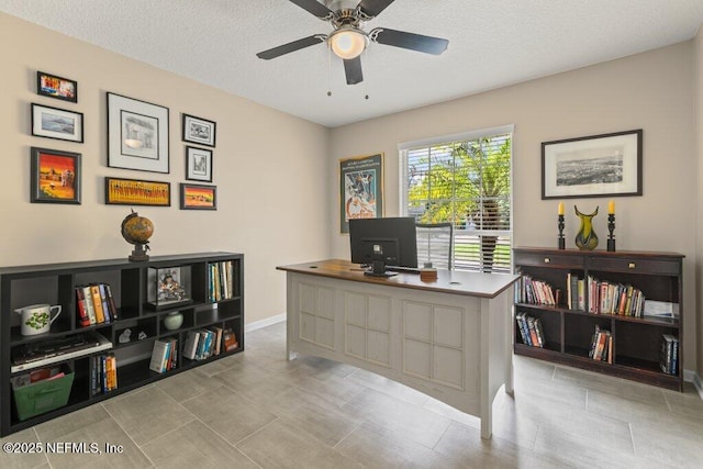 508 Lighthouse Ct, Neptune Beach, FL 32266 - office space featuring ceiling fan and a textured ceiling