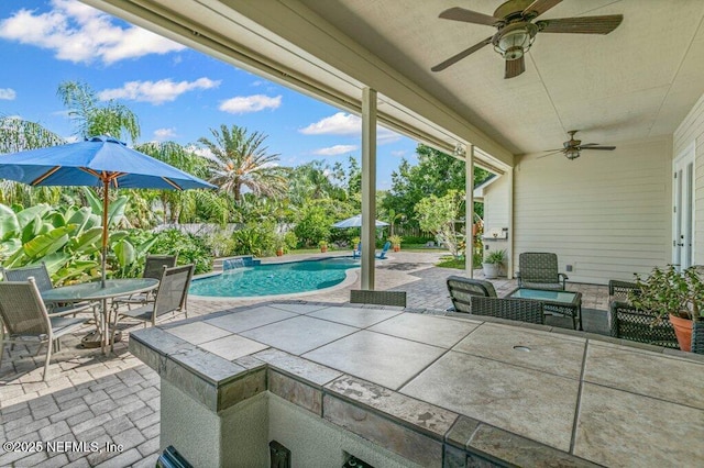 508 Lighthouse Ct, Neptune Beach, FL 32266 - fenced backyard featuring ceiling fan, a patio, and outdoor dining area