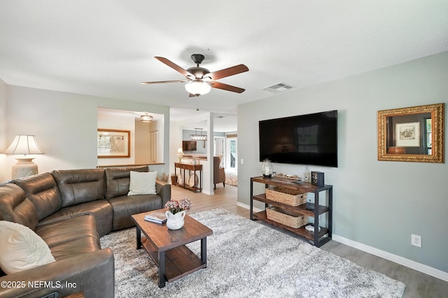 603 Miramar Ct, Ponte Vedra Beach, FL 32082 - living area featuring ceiling fan and wood finished floors