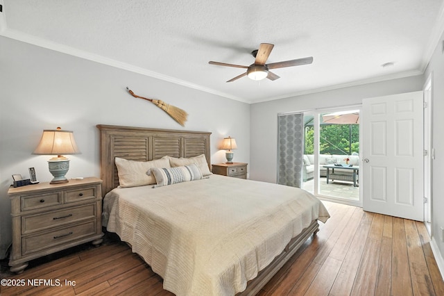 603 Miramar Ct, Ponte Vedra Beach, FL 32082 - bedroom with access to exterior, hardwood / wood-style flooring, ornamental molding, and a ceiling fan