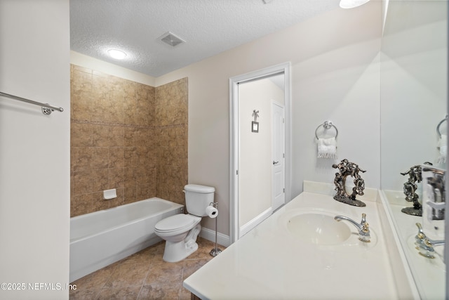 2269 Cascadia Ct, Saint Augustine, FL 32092 - bathroom featuring vanity, a textured ceiling, shower / tub combination, and tile patterned flooring
