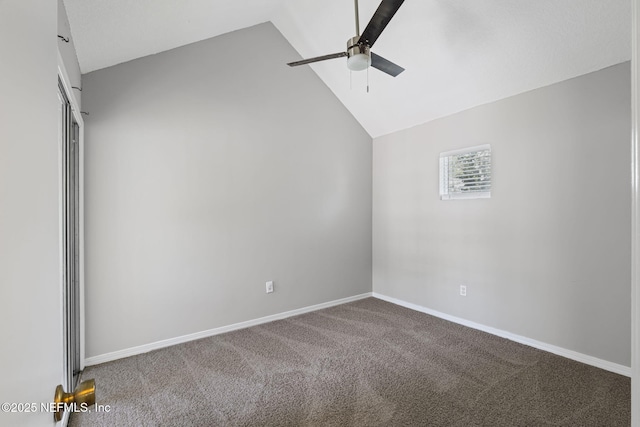 2300 Twelve Oaks Dr Unit K-14, Orange Park, FL 32065 - empty room with ceiling fan, lofted ceiling, and carpet
