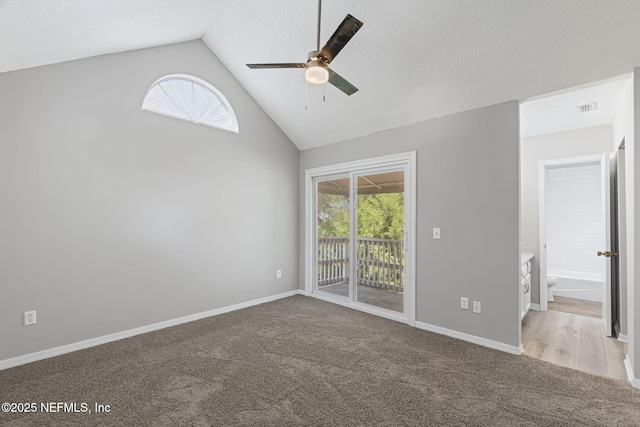 2300 Twelve Oaks Dr Unit K-14, Orange Park, FL 32065 - empty room with a ceiling fan, light colored carpet, and high vaulted ceiling