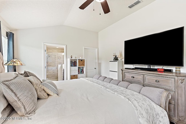 75078 Glenspring Way, Yulee, FL 32097 - bedroom with lofted ceiling, ceiling fan, and ensuite bath