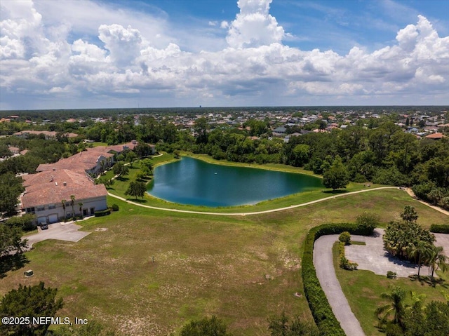 25 Riverview Bnd N Unit 122, Palm Coast, FL 32137 - aerial view of property and surrounding area featuring a large body of water and a tree filled landscape
