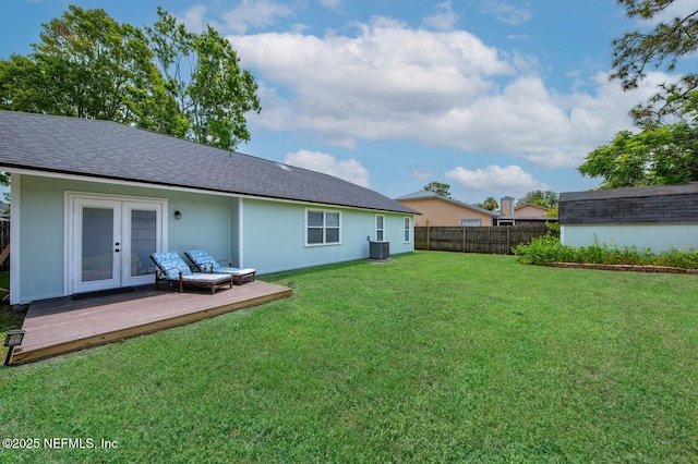 13254 Karla Cove Ln, Jacksonville, FL 32225 - back of house with a wooden deck, french doors, and a shingled roof