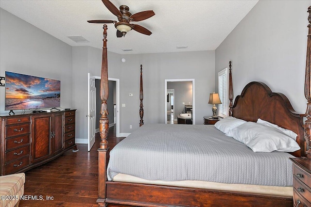 2481 S Ponte Vedra Blvd, Ponte Vedra Beach, FL 32082 - bedroom featuring dark wood-style flooring, ceiling fan, and a textured ceiling