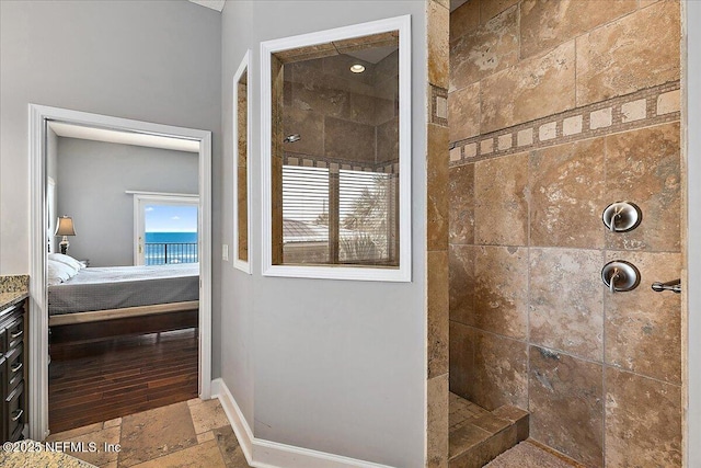 2481 S Ponte Vedra Blvd, Ponte Vedra Beach, FL 32082 - full bath featuring walk in shower, stone tile floors, and connected bathroom