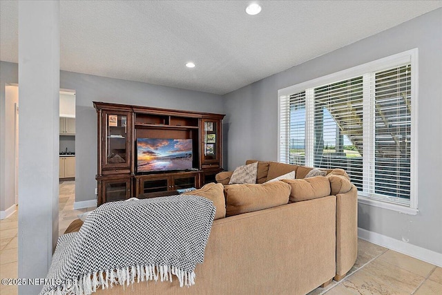 2481 S Ponte Vedra Blvd, Ponte Vedra Beach, FL 32082 - living room featuring a textured ceiling and recessed lighting