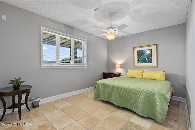 2481 S Ponte Vedra Blvd, Ponte Vedra Beach, FL 32082 - bedroom with stone tile floors, a textured ceiling, and ceiling fan