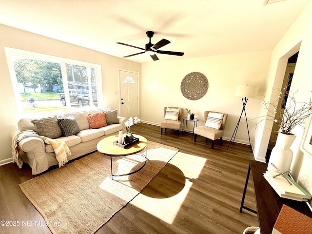 2536 Wedgefield Blvd, Jacksonville, FL 32211 - living area with wood finished floors and a ceiling fan