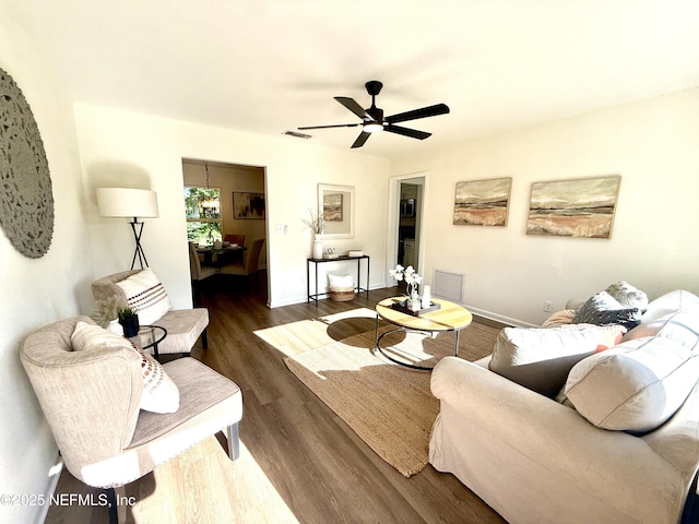 2536 Wedgefield Blvd, Jacksonville, FL 32211 - living area with wood finished floors and ceiling fan