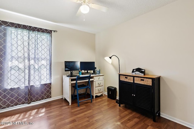 96220 Ridgewood Cir, Fernandina Beach, FL 32034 - office with wood finished floors and a ceiling fan