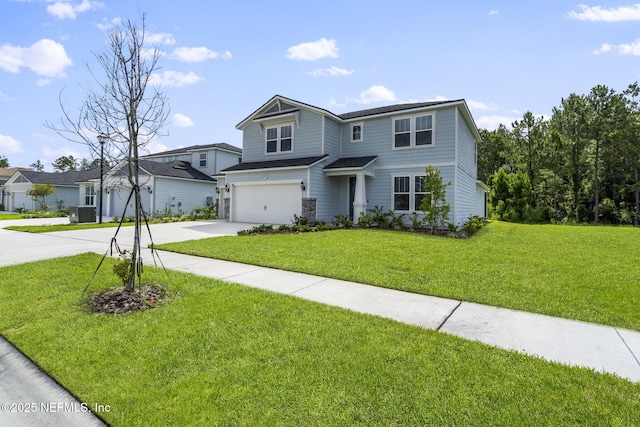 816 Blind Oak Way, Middleburg, FL 32068 - view of front of home featuring concrete driveway, an attached garage, a front yard, and a residential view