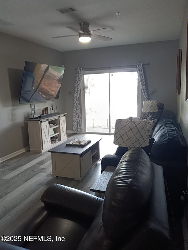 3671 Kirkpatrick Cir Unit 6, Jacksonville, FL 32210 - living room featuring light wood finished floors and ceiling fan