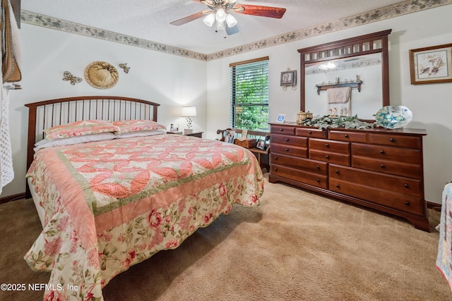 4253 Chokeberry Rd, Middleburg, FL 32068 - bedroom featuring carpet, a textured ceiling, and a ceiling fan