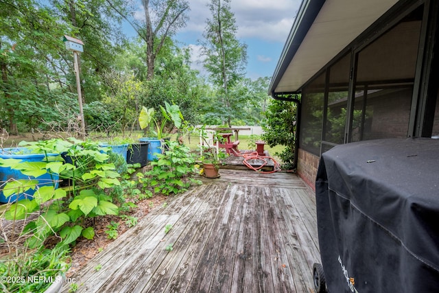 4253 Chokeberry Rd, Middleburg, FL 32068 - wooden deck featuring grilling area and view of wooded area