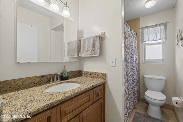 4115 Wilcrest Cir W, Jacksonville, FL 32277 - bathroom featuring vanity, tile patterned flooring, a textured ceiling, and a shower with curtain