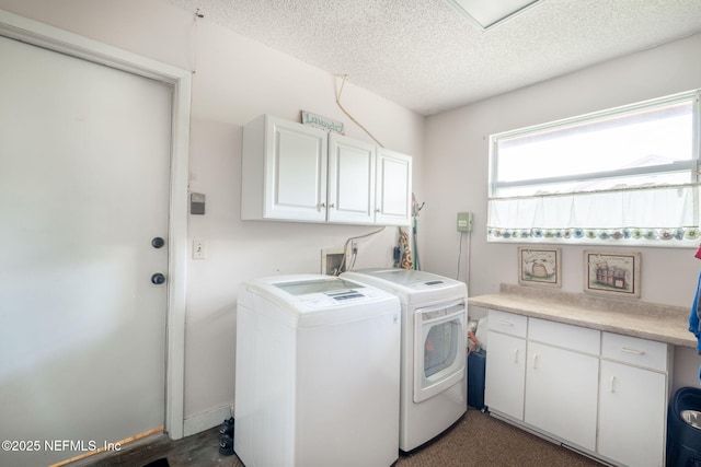4115 Wilcrest Cir W, Jacksonville, FL 32277 - washroom featuring independent washer and dryer, cabinet space, and a textured ceiling