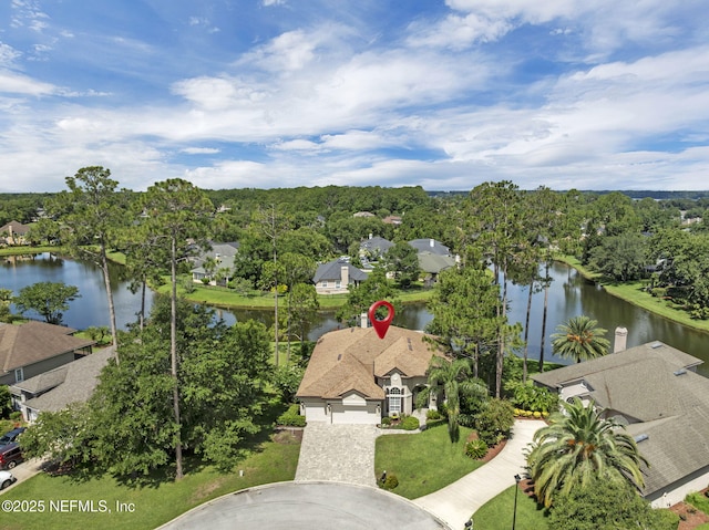 1506 Waterbridge Ct, Fleming Island, FL 32003 - aerial view of residential area featuring a large body of water and a tree filled landscape