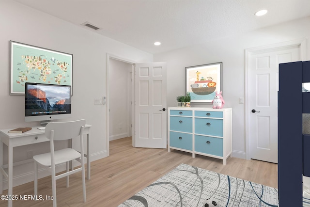 1465 Lambert Ave, Flagler Beach, FL 32136 - office area featuring light wood-style flooring and recessed lighting