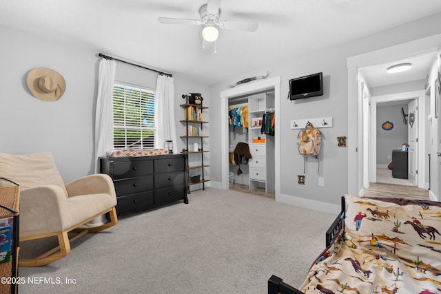 5263 Ellen Ct, Saint Augustine, FL 32086 - carpeted bedroom with a closet and ceiling fan