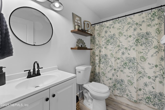 5263 Ellen Ct, Saint Augustine, FL 32086 - full bath featuring vanity, wood finished floors, and curtained shower