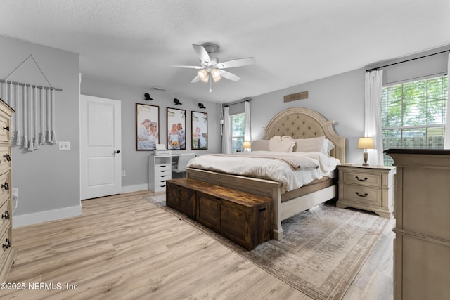5263 Ellen Ct, Saint Augustine, FL 32086 - bedroom with light wood-style flooring, multiple windows, and a ceiling fan