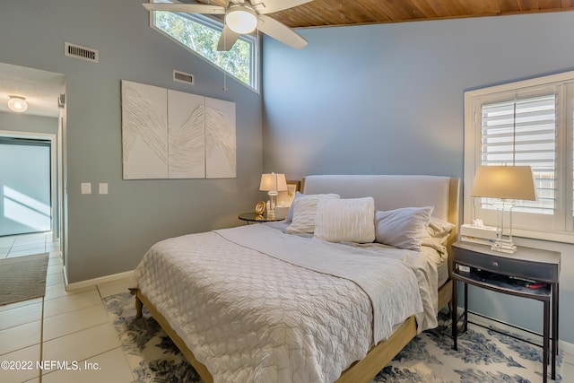 315 20th St, Atlantic Beach, FL 32233 - bedroom with tile patterned floors, wooden ceiling, and vaulted ceiling
