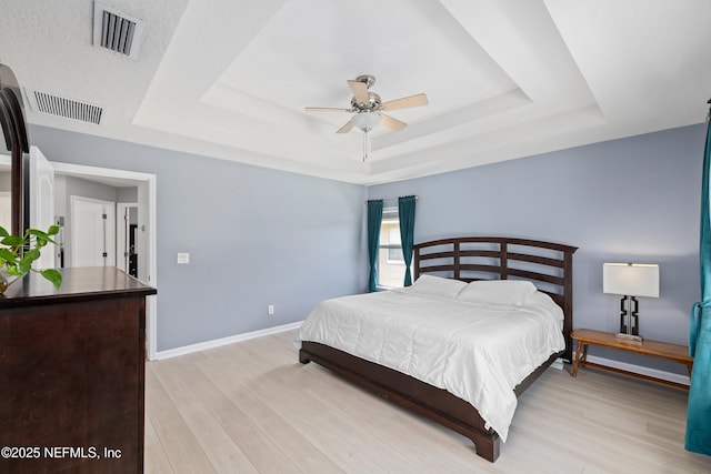 1563 Tawny Marsh Ct, Saint Augustine, FL 32092 - bedroom featuring a raised ceiling, light wood finished floors, and ceiling fan