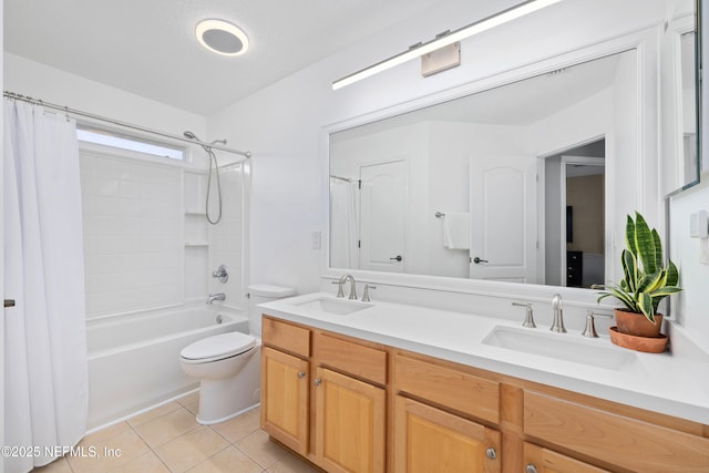 1563 Tawny Marsh Ct, Saint Augustine, FL 32092 - bathroom featuring double vanity, shower / bath combination with curtain, and tile patterned floors