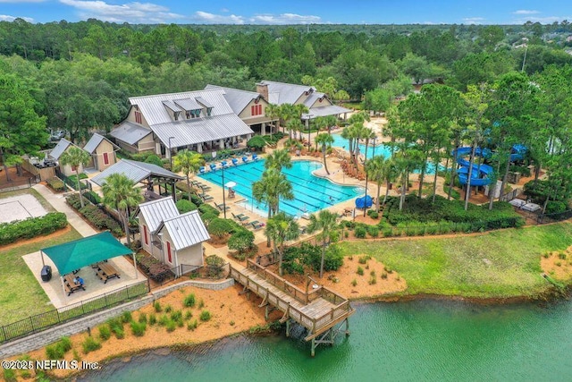1563 Tawny Marsh Ct, Saint Augustine, FL 32092 - view from above of property featuring a pool and a large body of water