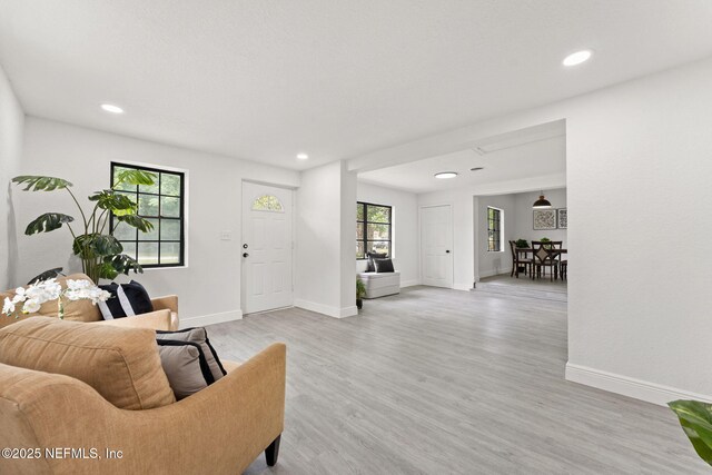 6285 Spring Forest Cir, Jacksonville, FL 32216 - living area featuring light wood-style floors and recessed lighting