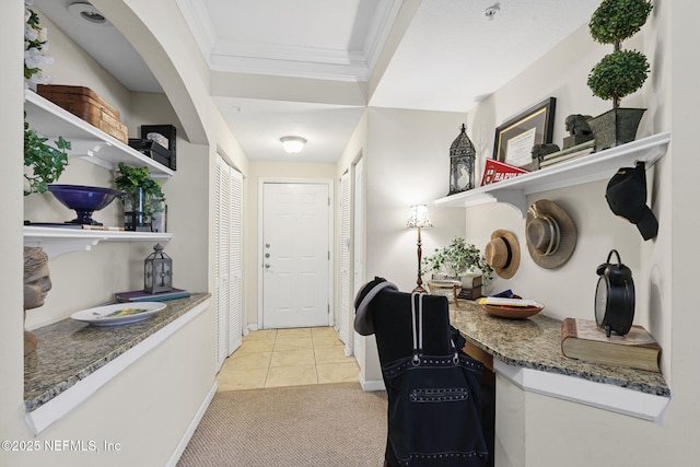 10435 Mid Town Pkwy Unit 265, Jacksonville, FL 32246 - office space featuring ornamental molding, light carpet, and light tile patterned floors