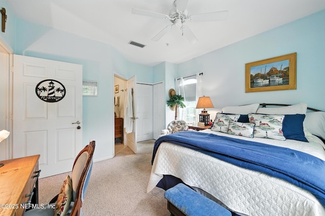 130 Old Town Pkwy Unit 2202, Saint Augustine, FL 32084 - bedroom with light carpet, a closet, and ceiling fan