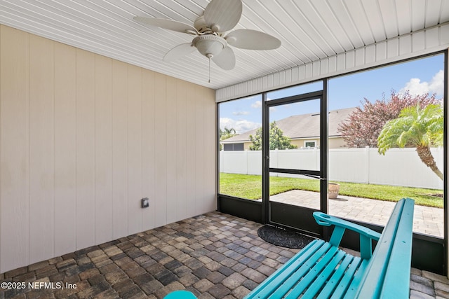 222 Green Turtle Ln, Saint Augustine, FL 32086 - unfurnished sunroom with a ceiling fan