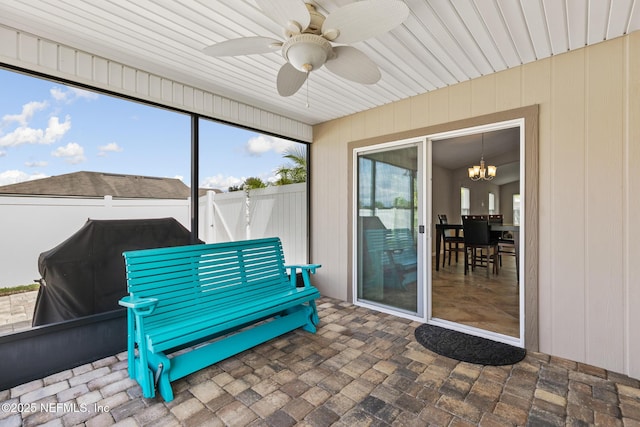 222 Green Turtle Ln, Saint Augustine, FL 32086 - sunroom / solarium with ceiling fan and a chandelier