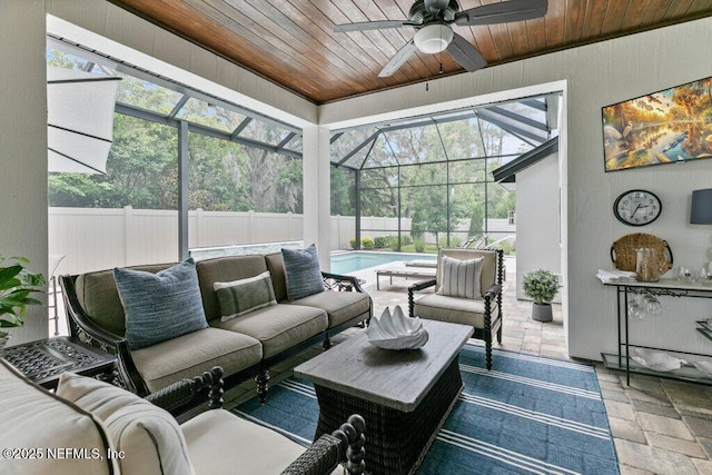 26 Traveler Palm Ct, Ponte Vedra Beach, FL 32082 - sunroom with a ceiling fan, outdoor lounge area, and healthy amount of natural light