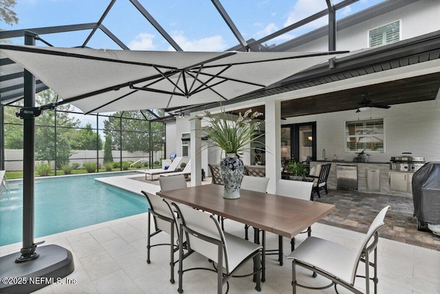 26 Traveler Palm Ct, Ponte Vedra Beach, FL 32082 - view of pool featuring area for grilling, a patio, a lanai, and outdoor dining space