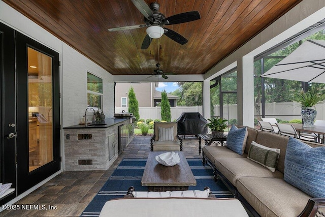 26 Traveler Palm Ct, Ponte Vedra Beach, FL 32082 - view of patio featuring outdoor lounge area, a ceiling fan, and area for grilling
