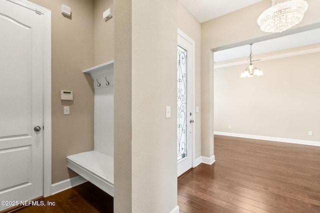 1306 Warbler Way, Middleburg, FL 32068 - mudroom featuring a chandelier and hardwood / wood-style floors