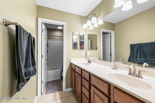 11598 Wynnfield Lakes Cir, Jacksonville, FL 32246 - full bath with double vanity, tile patterned floors, and tub / shower combination