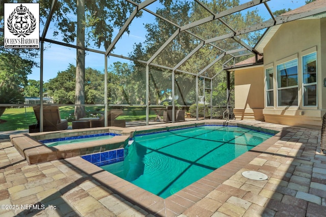 1521 Nottingham Knoll Dr, Jacksonville, FL 32225 - view of pool featuring a patio area, a lanai, and a pool with connected hot tub