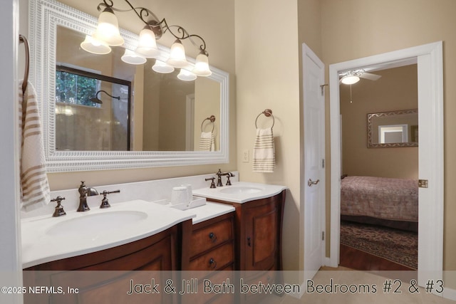 1521 Nottingham Knoll Dr, Jacksonville, FL 32225 - full bath featuring vanity, ceiling fan, and ensuite bathroom