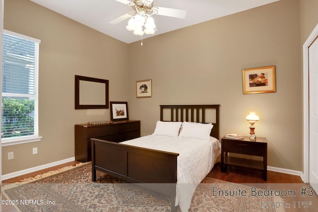 1521 Nottingham Knoll Dr, Jacksonville, FL 32225 - bedroom featuring lofted ceiling, wood finished floors, and ceiling fan