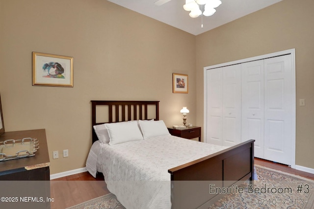 1521 Nottingham Knoll Dr, Jacksonville, FL 32225 - bedroom with wood finished floors, a closet, and ceiling fan