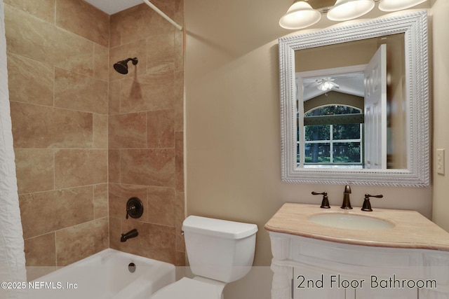 1521 Nottingham Knoll Dr, Jacksonville, FL 32225 - bathroom with shower / bath combination, vanity, and lofted ceiling