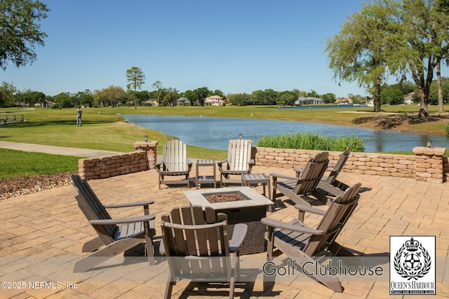 1521 Nottingham Knoll Dr, Jacksonville, FL 32225 - view of patio with a water view and a fire pit