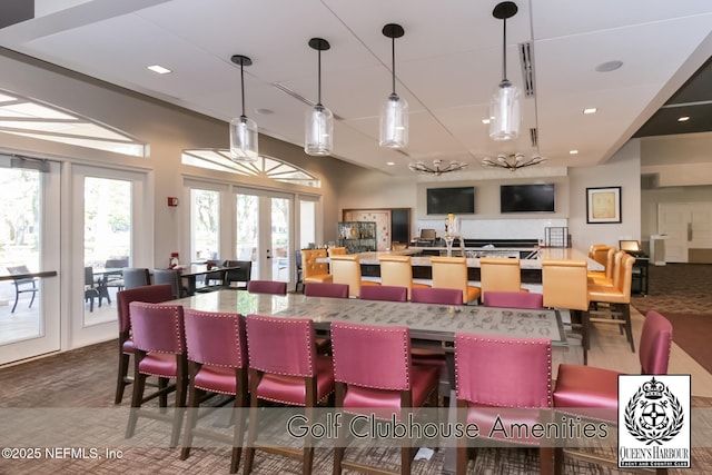 1521 Nottingham Knoll Dr, Jacksonville, FL 32225 - dining room featuring french doors and recessed lighting