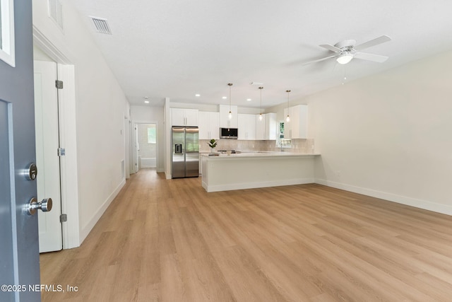 981 Butler Ave, Saint Augustine, FL 32084 - unfurnished living room with light wood-style flooring, recessed lighting, and a ceiling fan